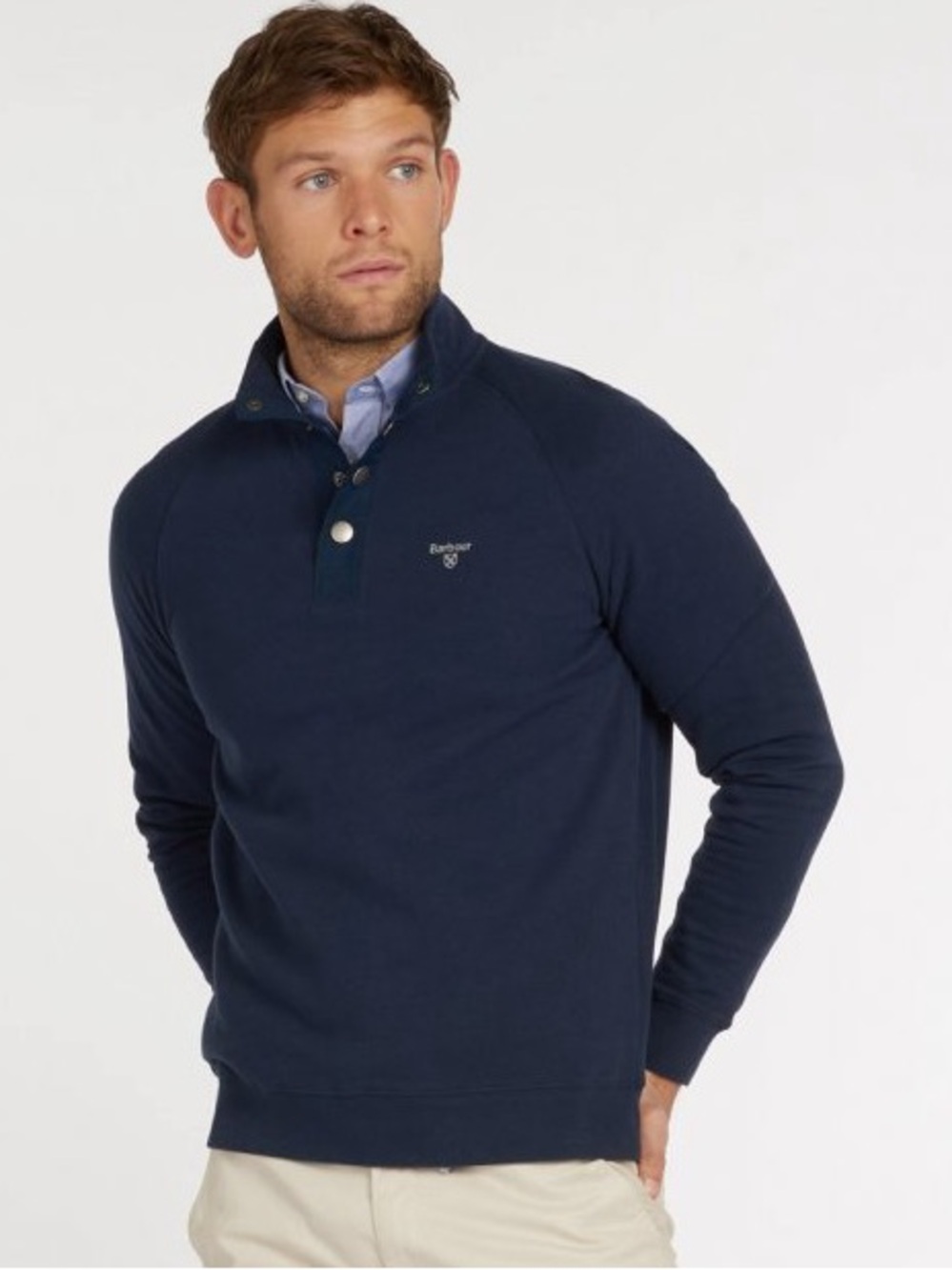 Barbour Essential Half Snap Pullover Sweatshirt Navy Size Medium